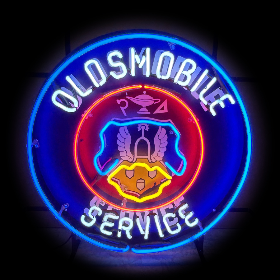 Commercial Printing Icon - Oldsmobile Gas- und Öl-Neonlicht-Schild, Servicelampe mit