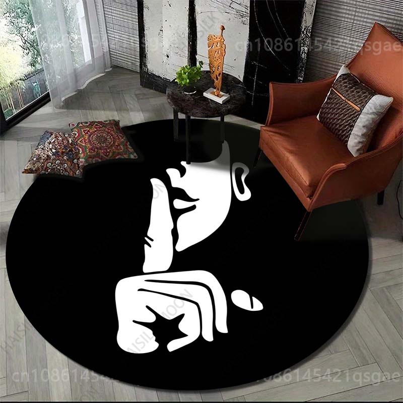 Commercial Printing Icon - Verschiedene Größen, runder Teppich mit Silence-Gesten-Icon-Aufdruck