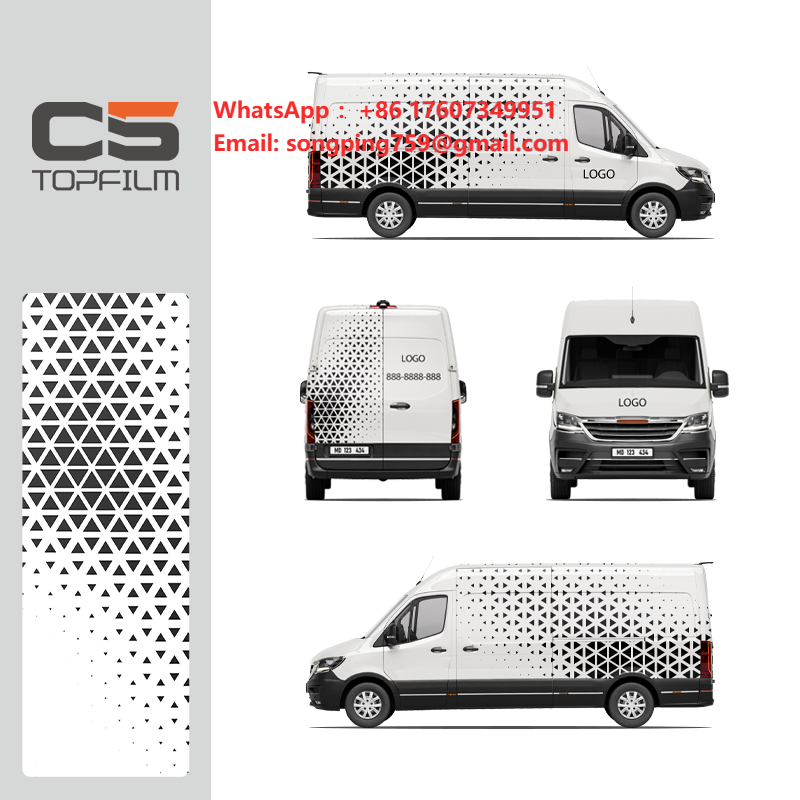 Commercial Printing & Graphics - Kundenspezifisch Bedruckte Fahrzeugfolierung Schwarz-Weiß Geometrisches Muster