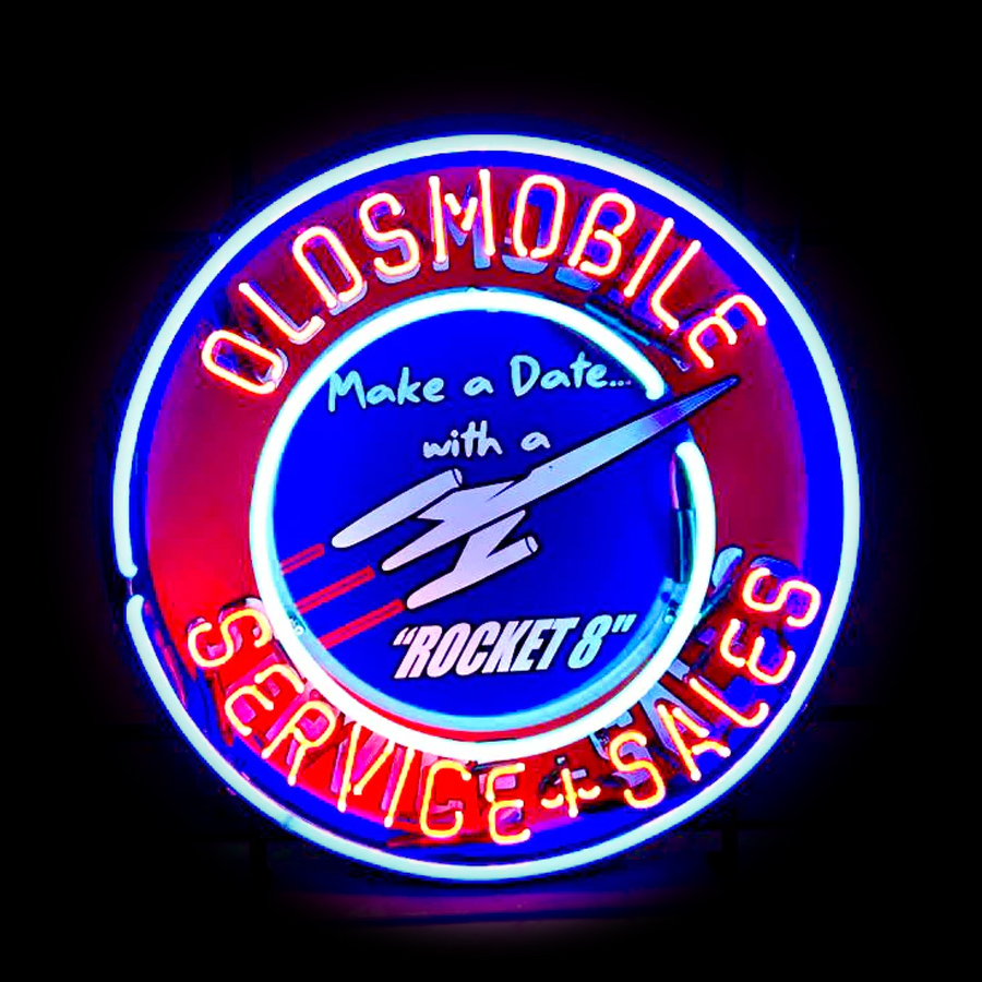 Commercial Printing Icon - Rocket Diner Oldsmobile Neon-Schild Benzin Gas