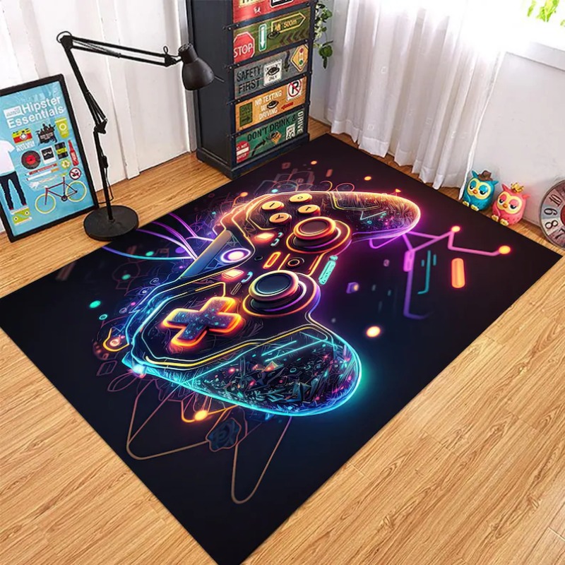 Commercial Printing & Graphics - Neon-Glow Spielcontroller Teppich Bunter Gaming-Joystick Druck