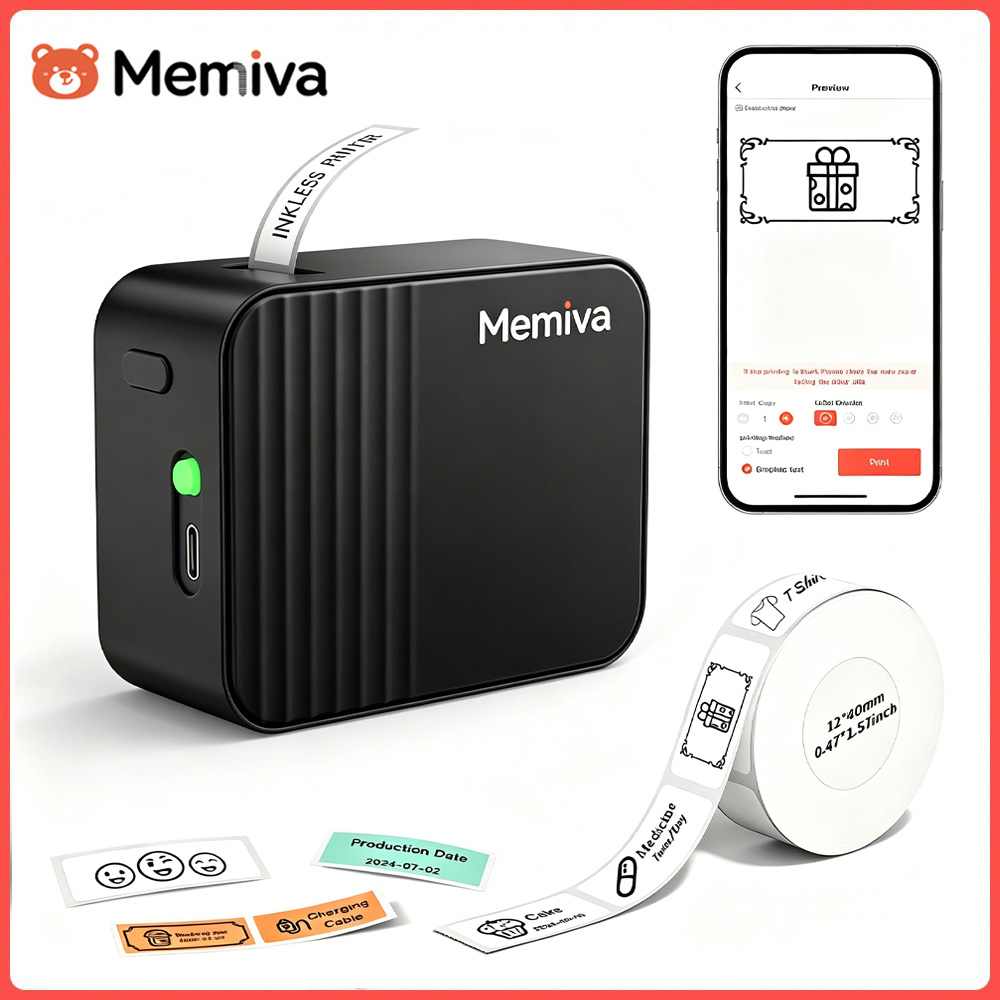 Commercial Printing Network - Memiva A1 Tragbarer Thermodrucker Etiketten-Aufkleber-Drucker Etikettiermaschine
